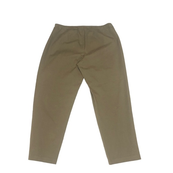 Eileen Fisher Pants L Dark Olive Green Organic Cotton Cropped Pants Lagenlook - Picture 2 of 11